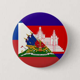 Haitian Cambodian Flag Haiti Half Cambodia Flag 2 Inch Round Button