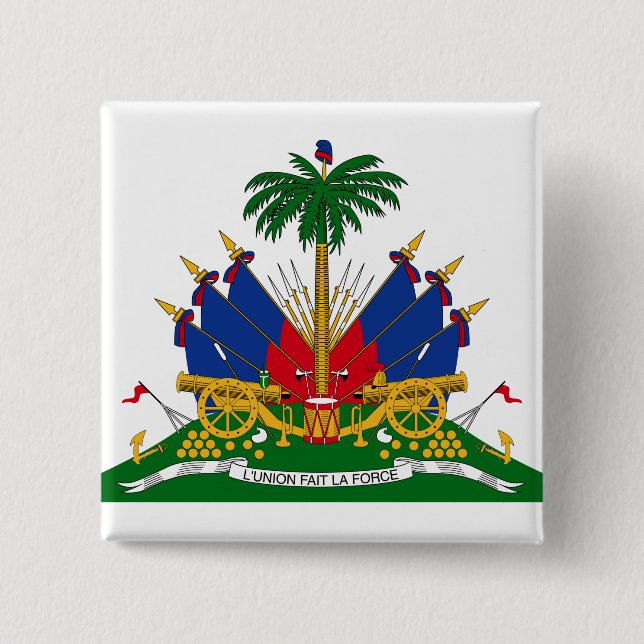 Haitian Coat of Arms (Haiti) 2 Inch Square Button (Front)