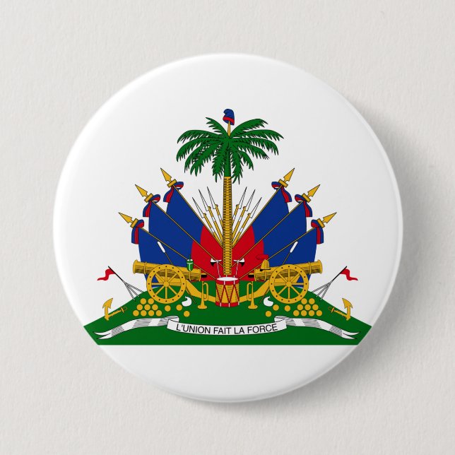 Haitian Coat of Arms (Haiti) 3 Inch Round Button (Front)