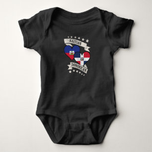 Haitian Dominican Heart Flags Haiti Dominican Repu Baby Bodysuit