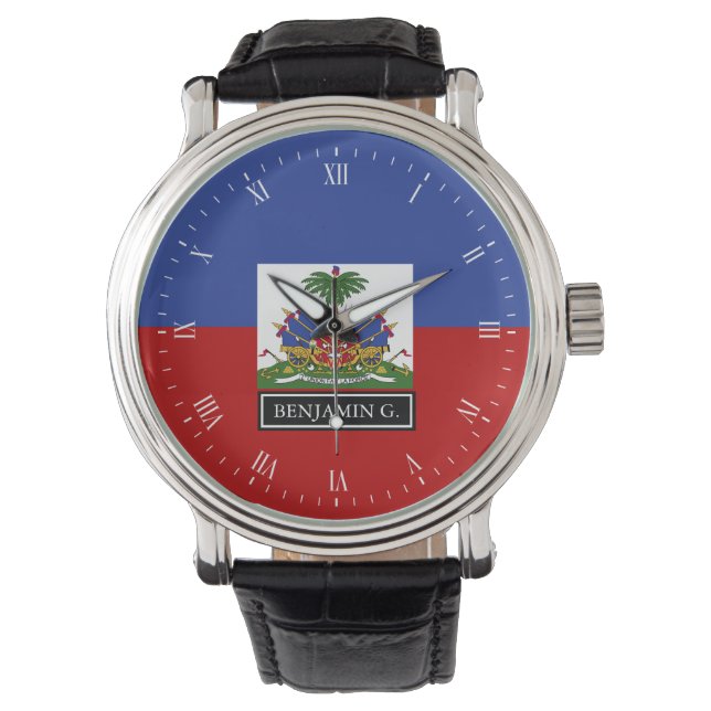 Haitian Flag Custom Name Watch (Front)