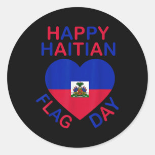 Haitian Flag Day Love Haiti Heart Haitian Roots Ha Classic Round Sticker