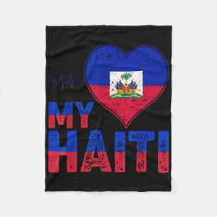 Haitian Flag Day Love Haiti Heart Haitian Roots Ha Fleece Blanket