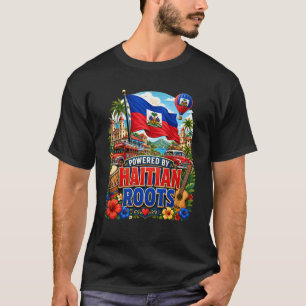 Haitian Flag Powered By Haitian Roots Haiti Symbol T-Shirt