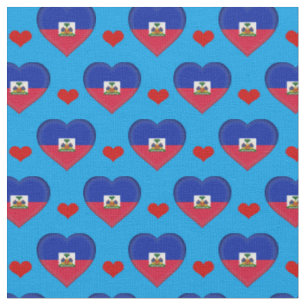 Haitian Flag & Red Heart fashion Fabric /Haiti