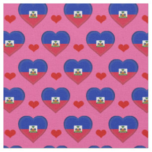Haitian Flag & Red Heart fashion Fabric /Haiti