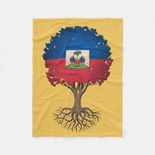 Haitian Flag Tree of Life Customizable Fleece Blanket