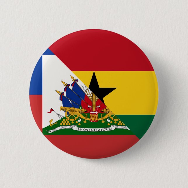 Haitian Ghanaian Flag | Half Haiti Ghana 2 Inch Round Button (Front)