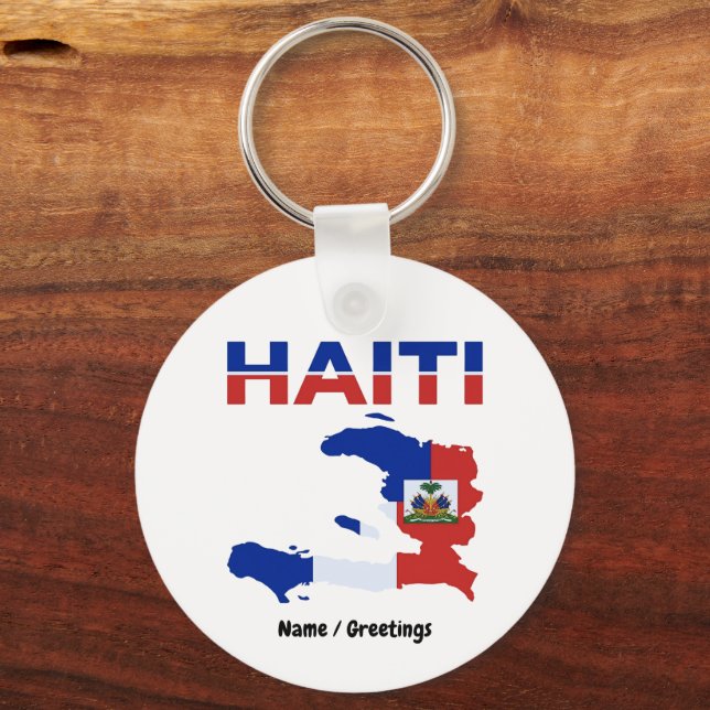 Haitian Pride Haiti Flag Map Heritage Design Keychain (Front)