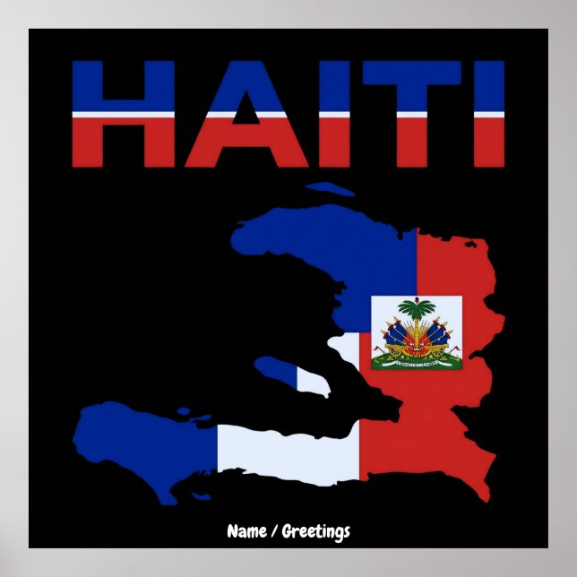 Haitian Pride Haiti Flag Map Heritage Design Poster (Front)