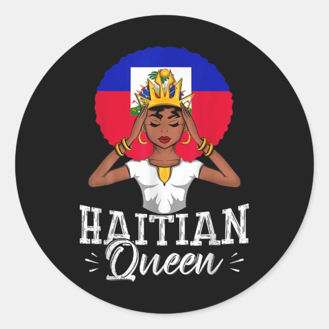 Haitian Queen Afrocentric Melanin Crown Pride  Classic Round Sticker (Front)