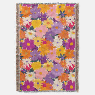 Haiverty Crowded Blooms Modern Floral Throw Blanket