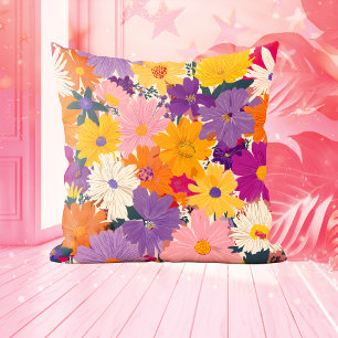 Haiverty Crowded Blooms Modern Floral Throw Pillow