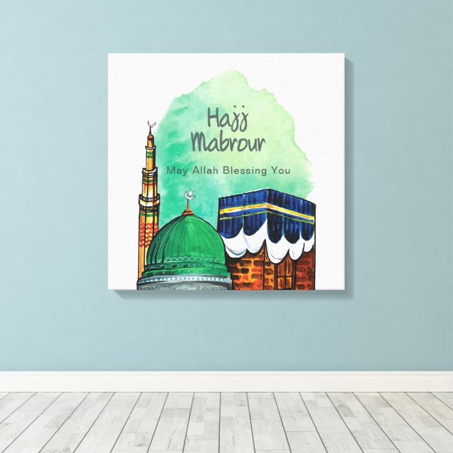 Hajj Mabrour, Holy Kaaba in Mecca Saudi Arabia Canvas Print (Insitu(Wood Floor))