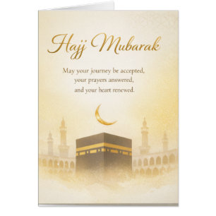 Hajj Moubarak Elégant Or Kaaba Message Islamique 