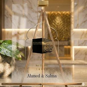 Hajj Mubarak Acrylic Sign Personalized Kaaba Islam