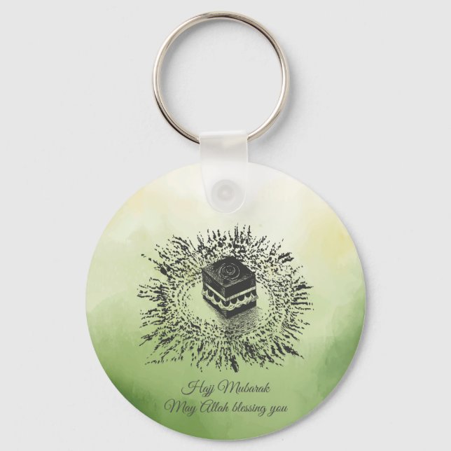 Hajj Mubarak, Holy Kaaba in Mecca Saudi Arabia Keychain (Front)