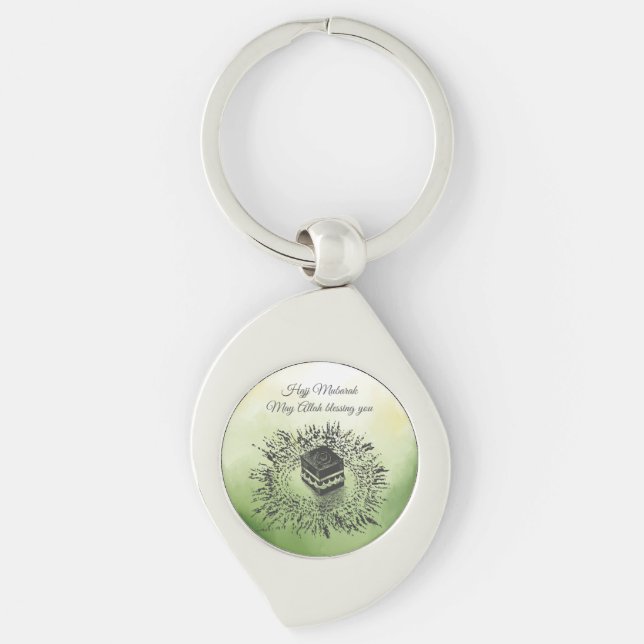 Hajj Mubarak, Holy Kaaba in Mecca Saudi Arabia Keychain (Front)