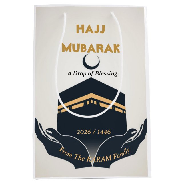 Hajj Mubarak Personalized  Medium Gift Bag (Front)
