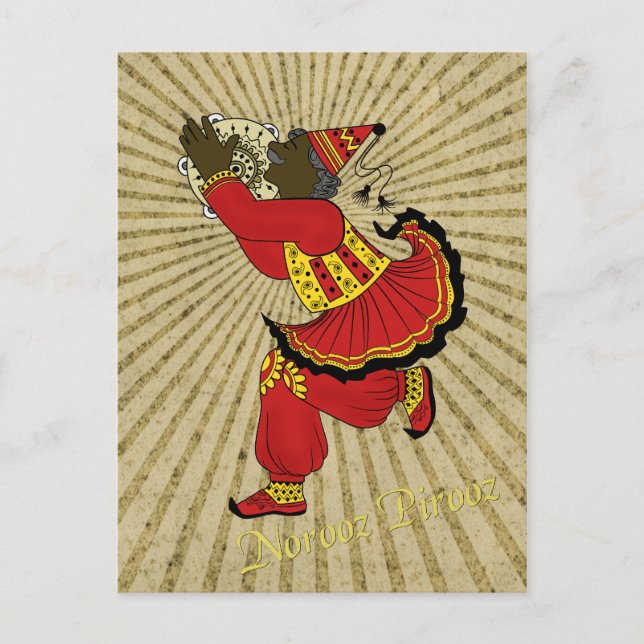 Hajji Piruz Solar Rays Persian New Year Holiday Postcard (Front)