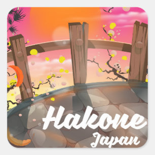 Hakone japan blossom poster. square sticker