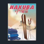 Hakuba Japanese travel poster. Postcard<br><div class="desc">Hakuba Japan winter landscape travel poster.</div>