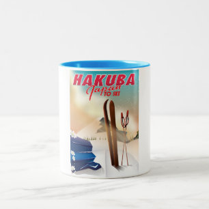Hakuba Japanese travel poster. Two-Tone Coffee Mug
