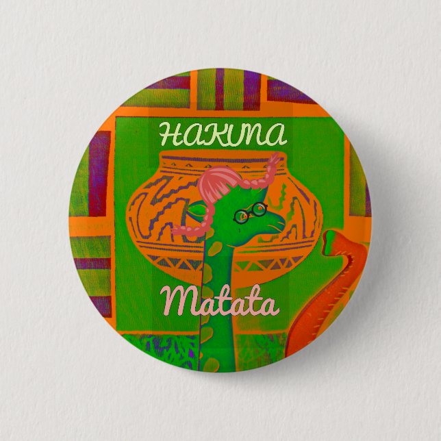 Hakuna Giraffe Art Print 2 Inch Round Button (Front)