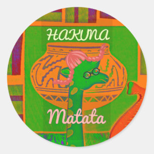 Hakuna Giraffe Art Print Classic Round Sticker