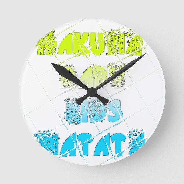 Hakuna Matata Baby Kids Happy Colors Art Print Des Round Clock (Front)