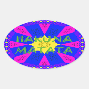 Hakuna Matata Beautiful Amazing Design Colours Oval Sticker