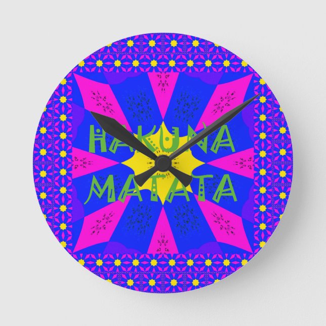 Hakuna Matata Beautiful Amazing Design Colours Round Clock (Front)
