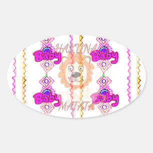 Hakuna Matata: Beautiful Baby Lion Design Motif Oval Sticker