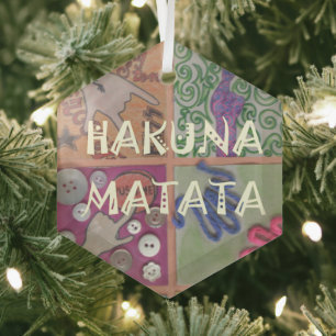 Hakuna Matata cute amazing work of art.png Glass Ornament