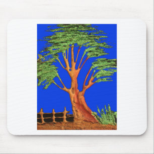 Hakuna Matata Eco Blue Green Acacia Tree. Mouse Pad