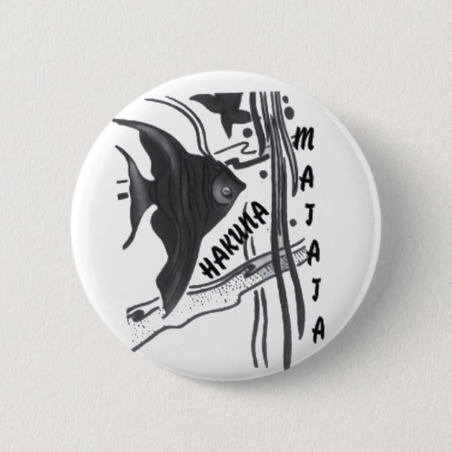 Hakuna Matata Fish Art Print 2 Inch Round Button (Front)