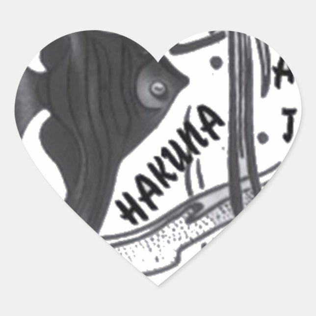 Hakuna Matata Fish Art Print Heart Sticker (Front)
