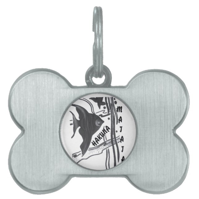 Hakuna Matata Fish Art Print Pet ID Tag (Front)