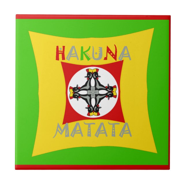 Hakuna Matata Fun Rasta Colours: Vibrant & Carefre Tile (Front)