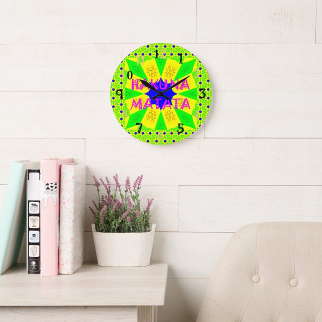 Hakuna Matata - Geometrical Global inspired custom Large Clock (Reading Room)