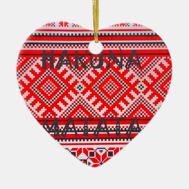Hakuna Matata Graphic Text Art Design Ceramic Ornament (Front)