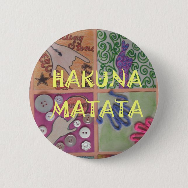 Hakuna Matata Hand Sign Art Print 2 Inch Round Button (Front)