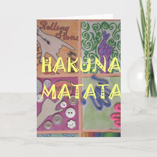 Hakuna Matata Hand Sign Art Print Card (Front)
