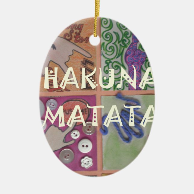 Hakuna Matata Hand Sign Art Print Ceramic Ornament (Front)