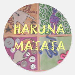 Hakuna Matata Hand Sign Art Print Classic Round Sticker