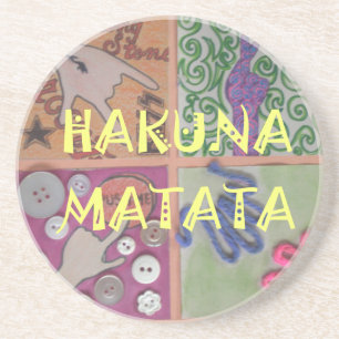Hakuna Matata Hand Sign Art Print Coaster