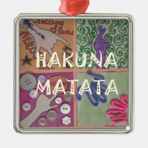 Hakuna Matata Hand Sign Art Print Metal Ornament