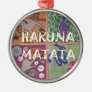 Hakuna Matata Hand Sign Art Print Metal Ornament