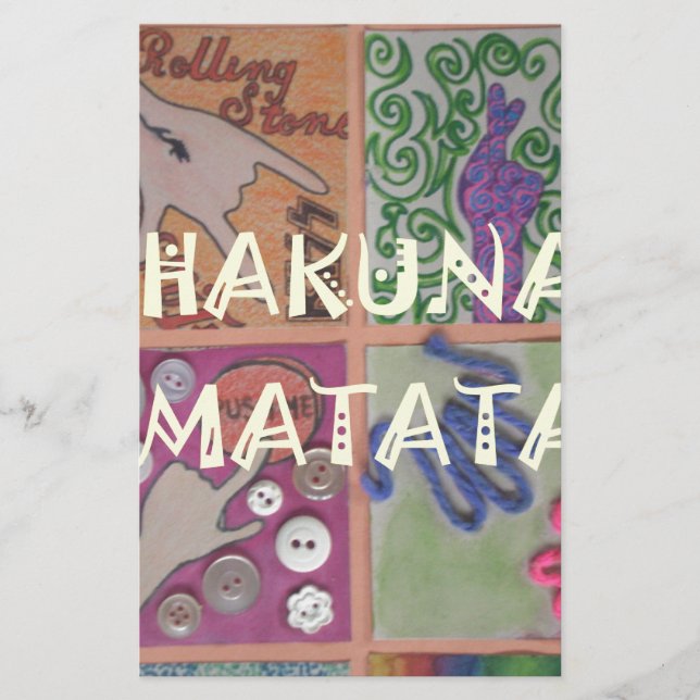 Hakuna Matata Hand Sign Art Print Stationery (Front)