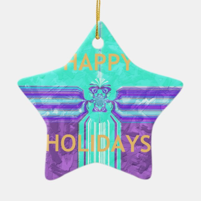 Hakuna Matata Happy Holidays Ceramic Ornament (Front)